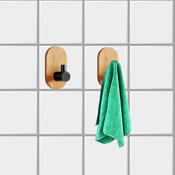 JIALTO 6 pcs Wooden Bathroom and Kitchen Hook,