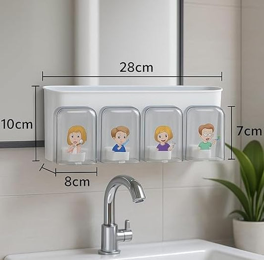 Bathroom Brush Stand | Toothbrush Holders for Bathroom Wall for Kids and Families