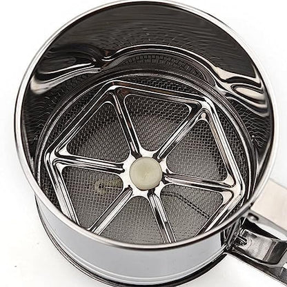Flour Sifter/Atta chhani Hand Press Design Stainless Steel Flour Sifter