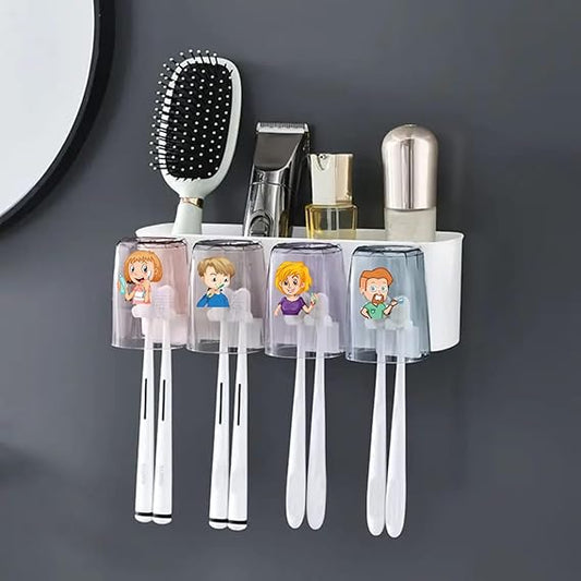 Bathroom Brush Stand | Toothbrush Holders for Bathroom Wall for Kids and Families