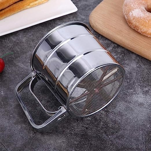 Flour Sifter/Atta chhani Hand Press Design Stainless Steel Flour Sifter