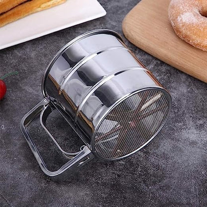 Flour Sifter/Atta chhani Hand Press Design Stainless Steel Flour Sifter