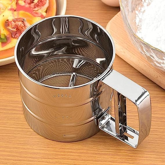 Flour Sifter/Atta chhani Hand Press Design Stainless Steel Flour Sifter