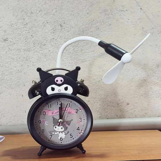 Cute Kuromi Cartoon Alarm Clock with Fan